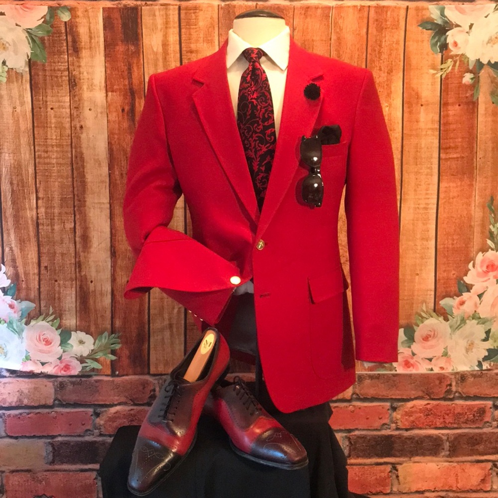 Red Sport Coat with Classic Notched Lapels